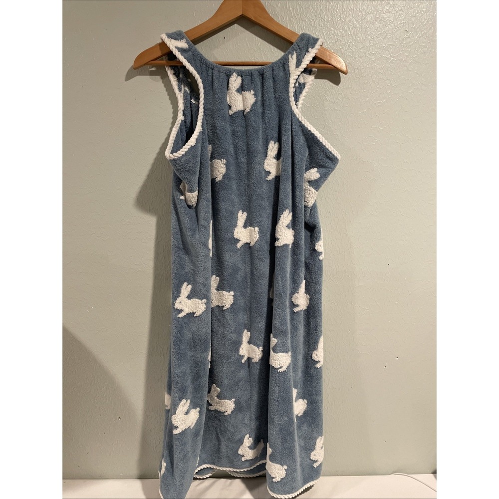 Super Soft Bunny Rabbit Fleece Bath Robe After Shower Sleeveless Snap Closure OS - Picture 4 of 5